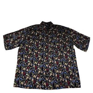 Nicole Miller Vintage 100% Silk Wine Lovers Print Button Down Shirt Men's Size M